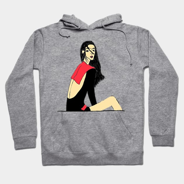 Tasteful Nice-Looking Girl - Girl with Long Hair Style Hoodie by drawkwardly